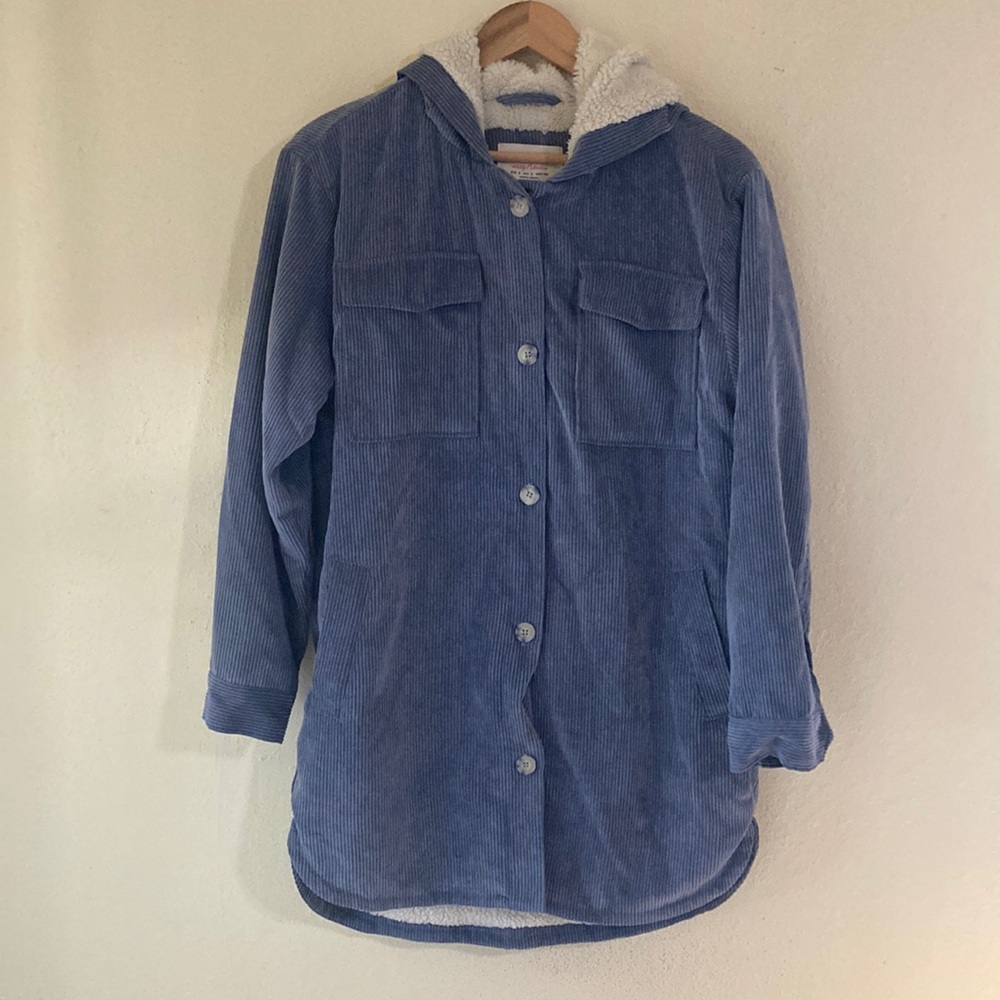 Ashley by 26 international blue corduroy fuzzy comfy jacket. Size S.